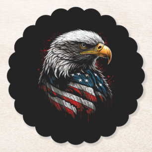 Patriotic Eagle USA American Flag 4th of July Men  Paper Coaster