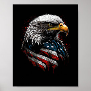 Patriotic Eagle USA American Flag 4th of July Men Poster