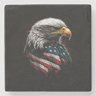 Patriotic Eagle USA American Flag 4th of July Men Stone Coaster