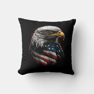 Patriotic Eagle USA American Flag 4th of July Men Throw Pillow