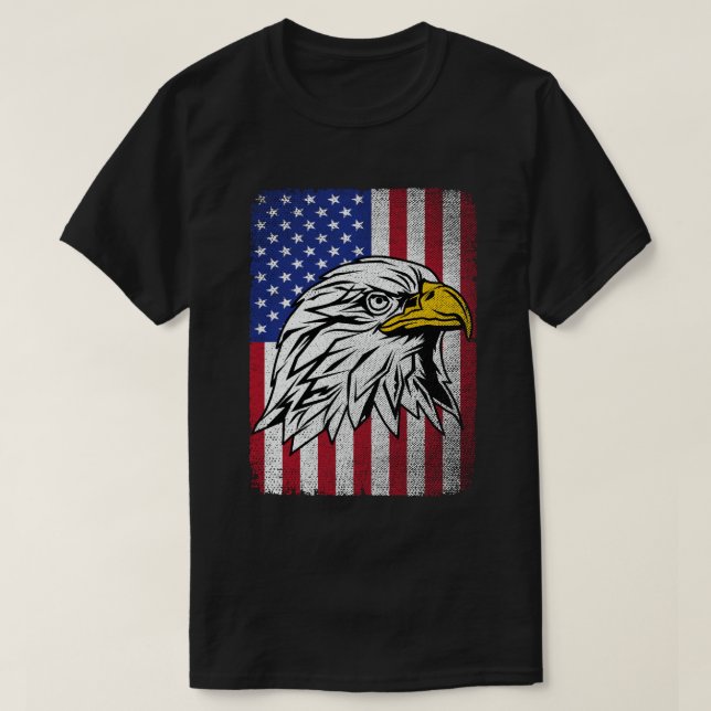 Patriotic Eagle USA American Flag 4th of July  T-Shirt (Design Front)