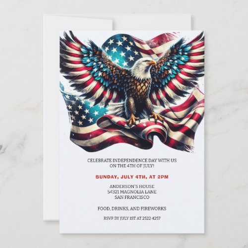 Patriotic Eagle USA Flag 4th Of July Invitations