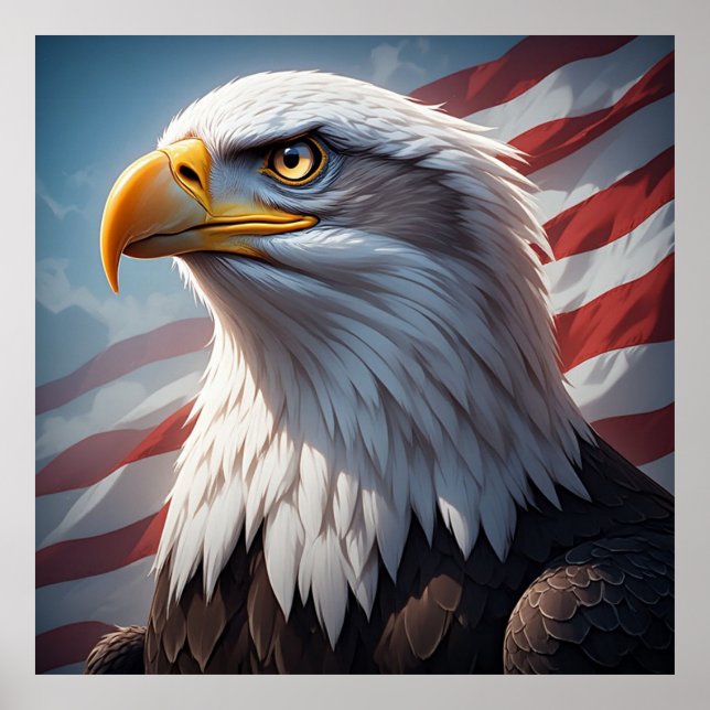 🦅 Patriotic Eagle USA Flag For Freedom Home Poster (Front)