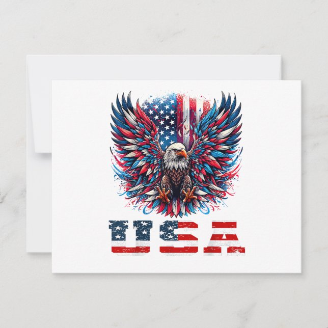 Patriotic Eagle USA Flag Invitation (Front)