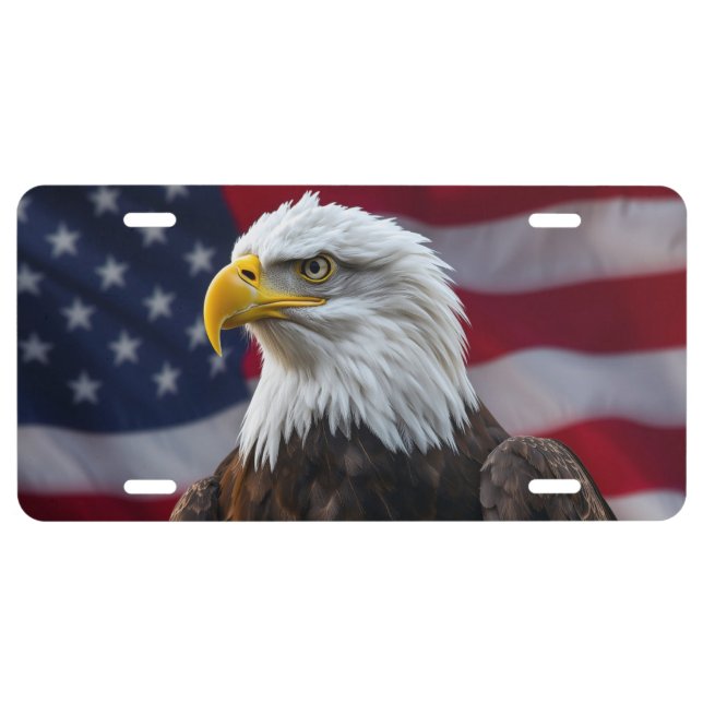 Patriotic Eagle USA Flag License Plate (Front)
