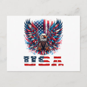 Patriotic Eagle USA Flag Postcard