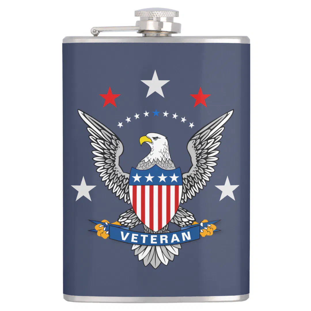 Patriotic Eagle Veteran Flask (Front)