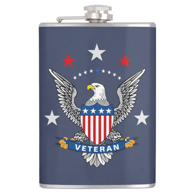 Patriotic Eagle Veteran Flask (Front)