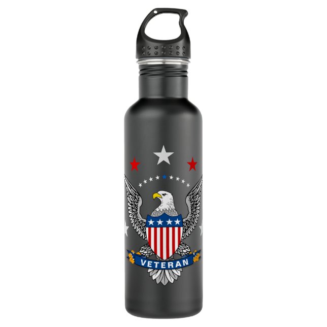 Patriotic Eagle Veteran Stainless Steel Water Bottle (Front)