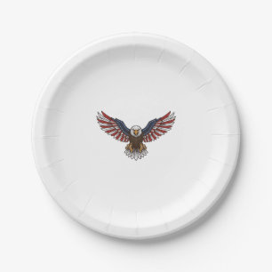 Patriotic Eagle Vintage Engraving Vector Design_1 Paper Plates