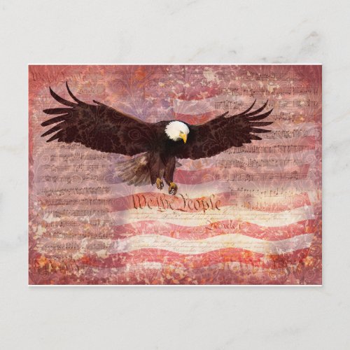 Patriotic Eagle We the People Decoupage Postcard