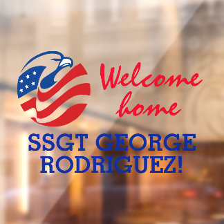 Patriotic Eagle Welcome Home Military Member Wind Window Cling