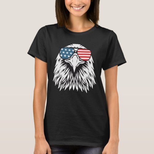 Patriotic Eagle with American Flag Glasses T_Shirt