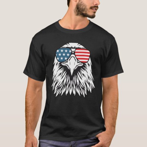 Patriotic Eagle with American Flag Glasses T_Shirt