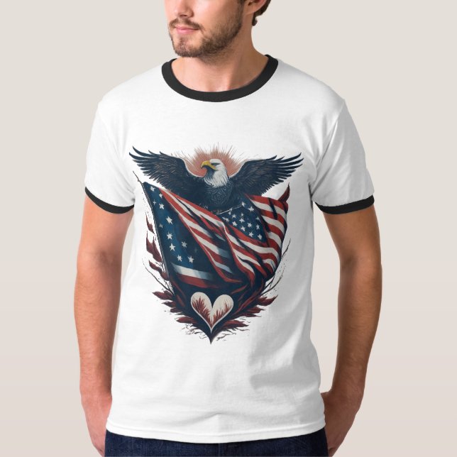 Patriotic Eagle with American Flag T-shirt  (Front)
