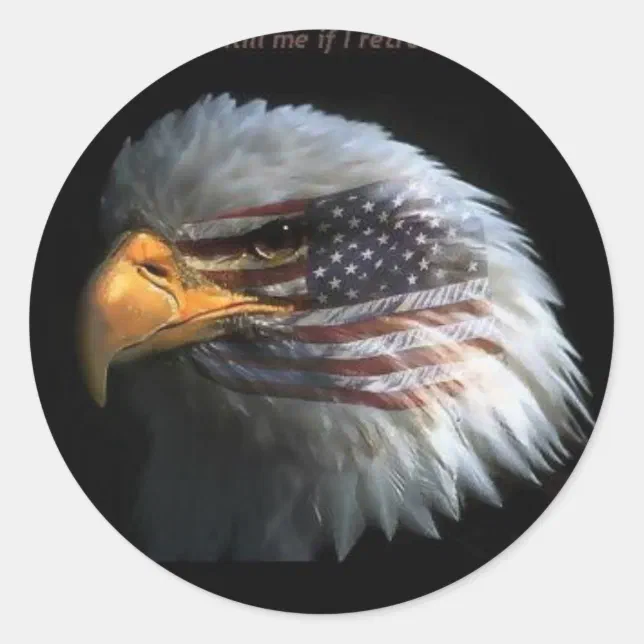 Patriotic Eagle with flag background Classic Round Sticker (Front)