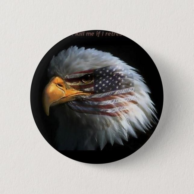 Patriotic Eagle with flag background Pinback Button (Front)