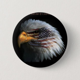 Patriotic Eagle with flag background Pinback Button
