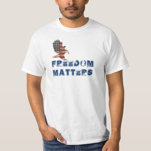 Patriotic Eagle with Freedom Quote  T-Shirt (Front)