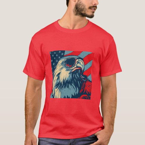 Patriotic Eagle with Sunglasses T_Shirt T_Shirt