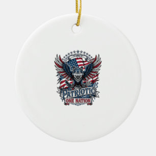 Patriotic Eagle Wolf Hybrid Animal Hybrid Patrioti Ceramic Ornament