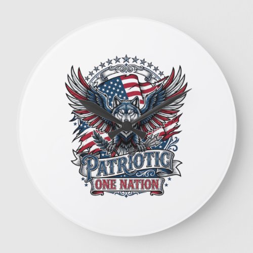 Patriotic Eagle Wolf Hybrid Animal Hybrid Patrioti Large Clock