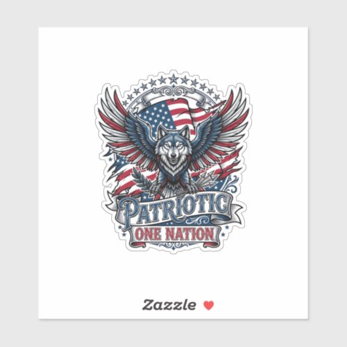 Patriotic Eagle Wolf Hybrid Animal Hybrid Patrioti Sticker