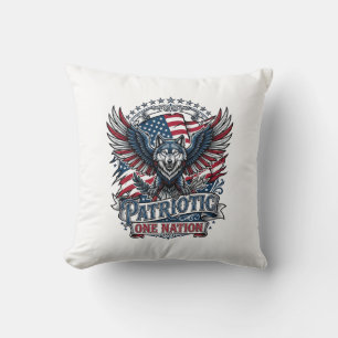 Patriotic Eagle Wolf Hybrid Animal Hybrid Patrioti Throw Pillow