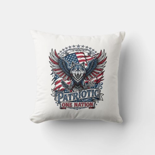 Patriotic Eagle Wolf Hybrid Animal Hybrid Patrioti Throw Pillow
