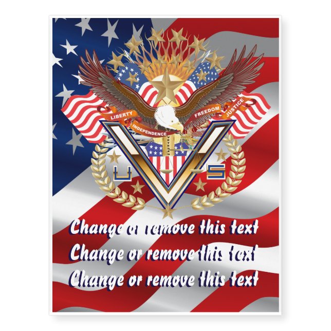 Patriotic Election View Text is Shadowed Temporary Tattoos (Front)