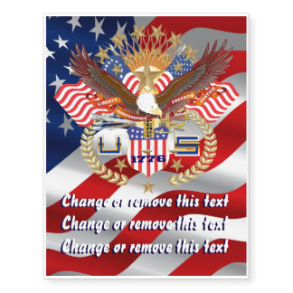 Patriotic Election View Text is Shadowed Temporary Tattoos