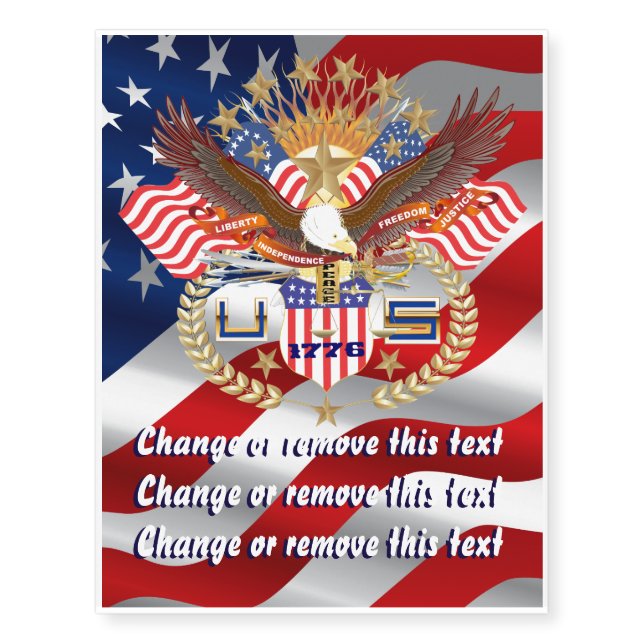Patriotic Election View Text is Shadowed Temporary Tattoos (Front)