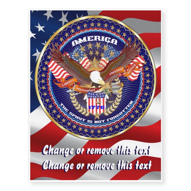 Patriotic Election View Text is Shadowed Temporary Tattoos (Front)