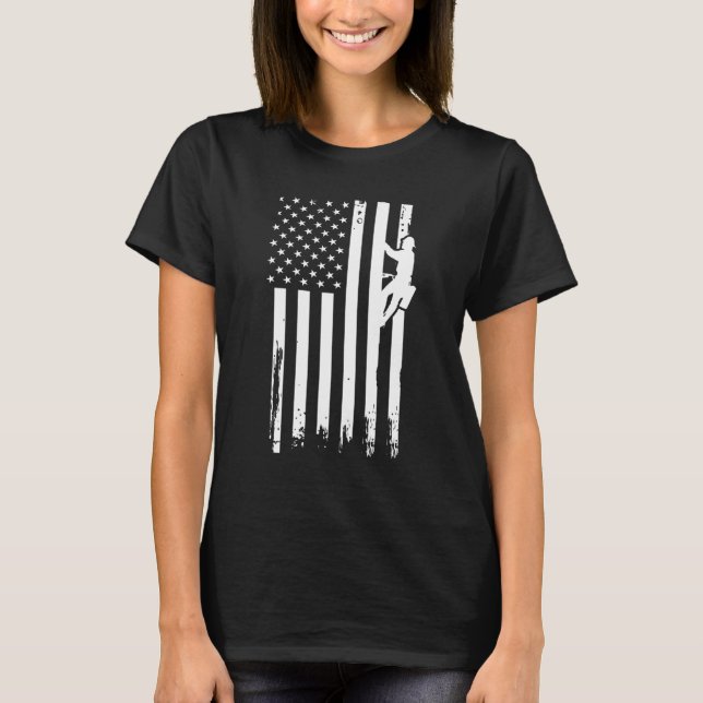Patriotic Electric Lineman 4th Of July American Fl T-Shirt (Front)