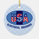 Patriotic Electrical Engineer Ceramic Ornament