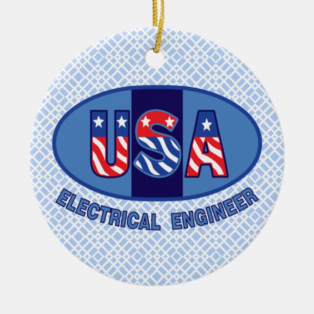 Patriotic Electrical Engineer Ceramic Ornament (Front)