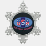 Patriotic Electrical Engineer Snowflake Pewter Christmas Ornament