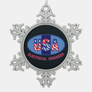 Patriotic Electrical Engineer Snowflake Pewter Christmas Ornament