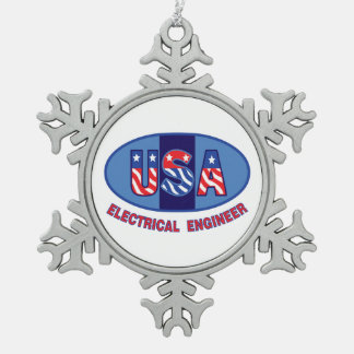 Patriotic Electrical Engineer Snowflake Pewter Christmas Ornament