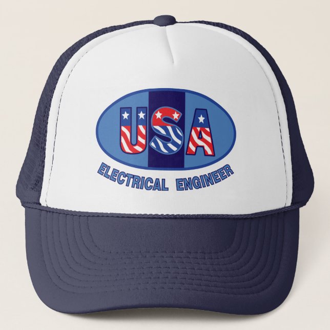 Patriotic Electrical Engineer Trucker Hat (Front)