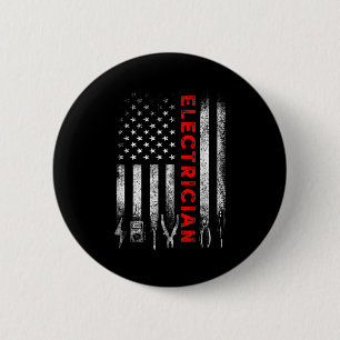 Patriotic Electrician American Flag Fathers Day Button