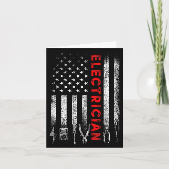 Patriotic Electrician American Flag Fathers Day  Card (Front)