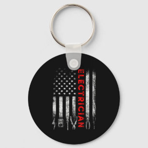 Patriotic Electrician American Flag Fathers Day  Keychain