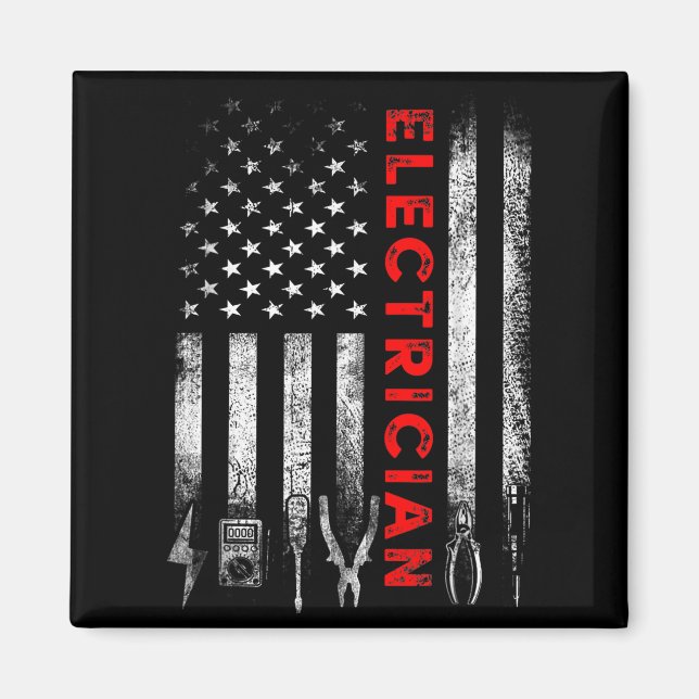 Patriotic Electrician American Flag Fathers Day  Magnet (Front)
