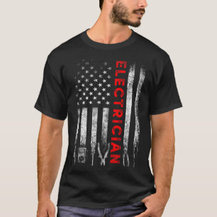 Patriotic Electrician American Flag Fathers Day T-Shirt