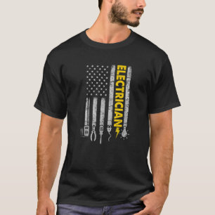 Patriotic Electrician American Usa Flag T-Shirt