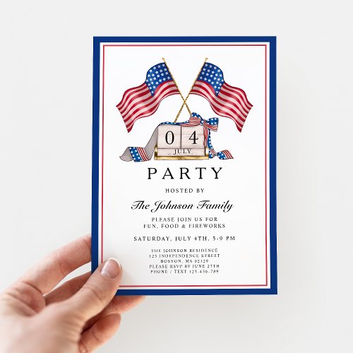 Patriotic Elegant 4th Of July Party Invitation