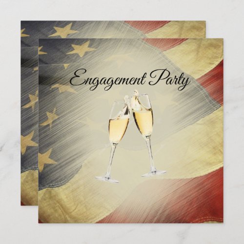 Patriotic Elegant American Flag Engagement Party Invitation