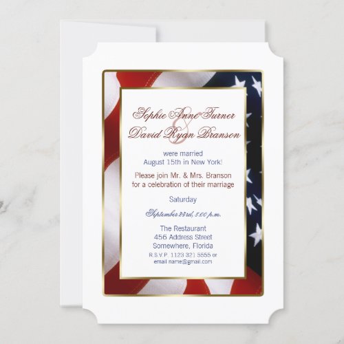 Patriotic Elegant USA Flag Evening Wedding Invitation