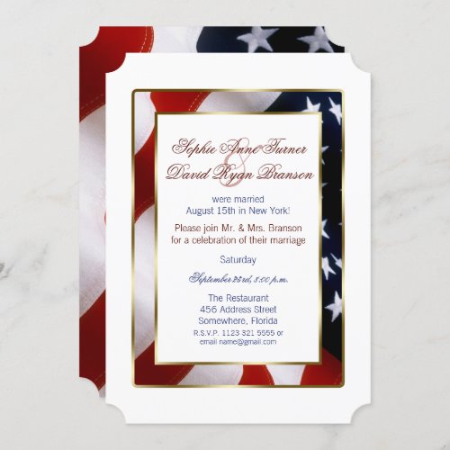 Patriotic Elegant USA Flag Evening Wedding Invitation